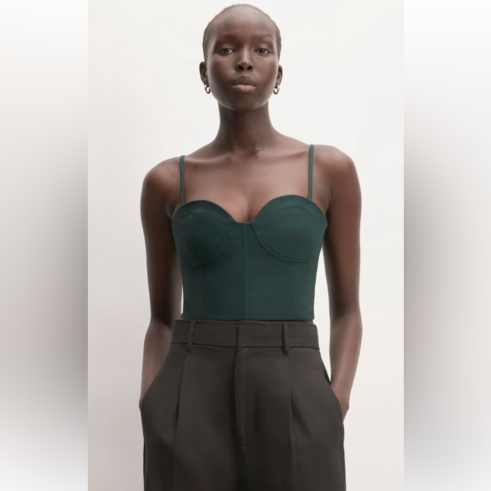 Everlane Dark Green Strapless Top